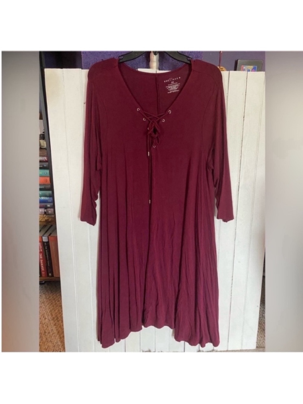 Boutique+ Long Sleeve Dress Burgundy Size 0X